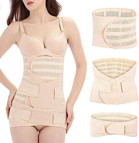 CocosmartWaist Trainer Belt For Women Plus Size Body Shaper For Women, Wowen 3 In 1 Recovery Belly Wrap Waist Pelvis Belt Shaper Postnatal Shapewear Khaki X-Large
