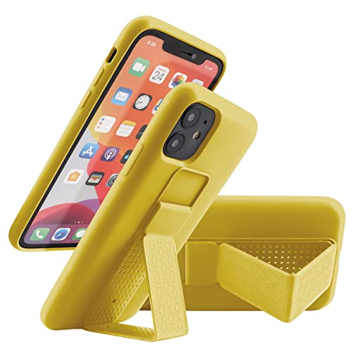 Coque iPhone 11 en silicone jaune avec dragonne en métal