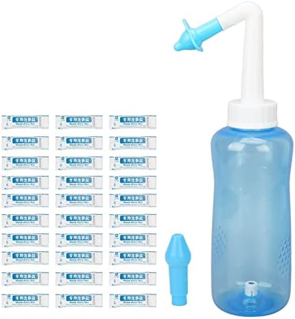Nose Cleaner, 500ml Nasal Irrigation Set Nasal Irrigation System Controllable Pressure with 30pcs 0.2oz Nose Wash Salt for Adults Children