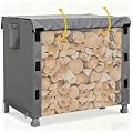 600D Oxford Firewood Rack Cover, Fabric Heavy-duty Waterproof Wood Rack Cover for Firewood,Weather Protection PVC Coating for Outdoor indoor,Gray,4FT