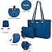 Handbags for Women Shoulder Tote Satchel Purse 2 Pcs Set with Matching Wristlet Bag QueBlue