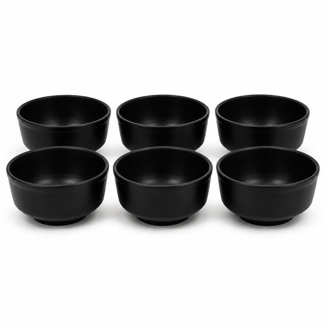 Image of Ariya 4.5 Inch Melamine French Bowls Black Aura Collection Set of 6