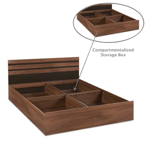Image of DELITE KOM Cocoa Engineered Wood Queen Box Bed (Finish Color Acacia Dark Delivery Condition Knockdown)