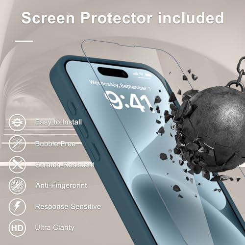 Image of YENAPOON for iPhone 15 Pro Max Case, Matte Magnetic Phone Cover [with 1 Screen Protector] [Support for MagSafe] [Shockproof Military Grade Protection] Translucent Frosted Back, Lavender Gray