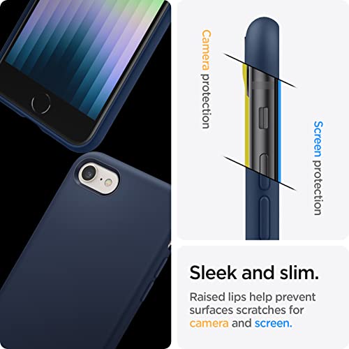 Image of Spigen Sillicone Fit Back Cover Case for iPhone SE 2022 | iPhone SE 2020 | iPhone 7 | iPhone 8 (Sillicone | Navy Blue)