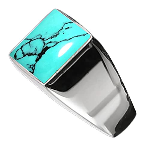 Bague en argent 925 pour homme ornée d'une turquoise naturelle véritable