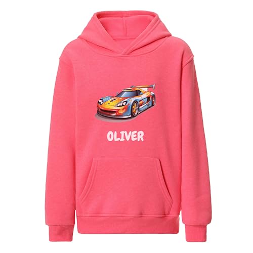 Felpa con cappuccio per bambini, personalizzabile con nome e design, misto cotone e poliestere, comfort e stile, rosa, 11-13 anni