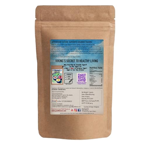 Image of Alla's Posh Flavors COMBO Icelandic Yogurt Starter SKYR CULTURE & YOGURT STRAINER, Non-GMO, 100% Veg, Make High Protein Less Fat Skyr at Home Easily | Works with Milk Powder | Make Batch-after-Batch | Lab Tested Cultures & Rennet | Imported from Europe (Strainer & Culture)