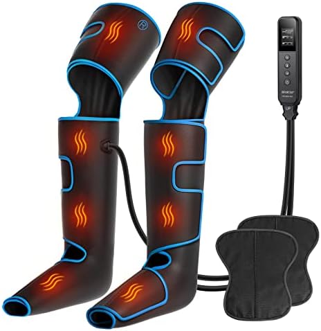 CINCOM Leg Massager with Heat, Air Compression Leg Massager for Circulation, Full Leg Massager with 3 Heats 3 Modes 3 Intensities Sequential Compression Device for Pain Relief