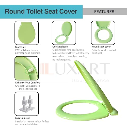 Image of LUXART Toilet Seat Cover 17.9L x 14.5W Inc Indian Commode Oval Seat Cover With Round Edge | EWC Non Soft Close Commode Cover With Installation Kit | PP Western Toilet Cover For Bathroom Commercial Use