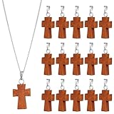 KALLORY Dijes de Cruz de Madera para Fabricación de Joyas, Colgantes DIY Color Marrón, Paquete de 15 Piezas para Pulseras, Collares y Manualidades Artesanales