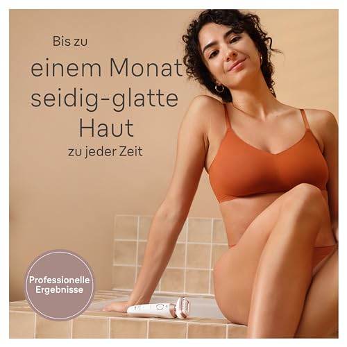 Braun Silk-épil 9 Flex, Epilierer Damen / Haarentferner für langanhaltende Haarentfernung, Ladyshaver, Rasieraufsatz, Trimmeraufsatz, 9-030 3D, Weiß/Rosa Titan