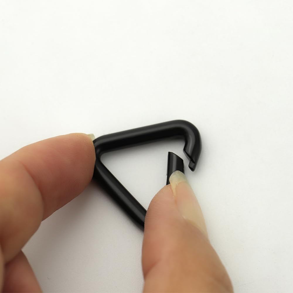 Triangle Key Ring, Spring Snap Clip Hook Trigger Keychain Kettle Buckle for Bags Purses (0.65in, Dark Black) image 3