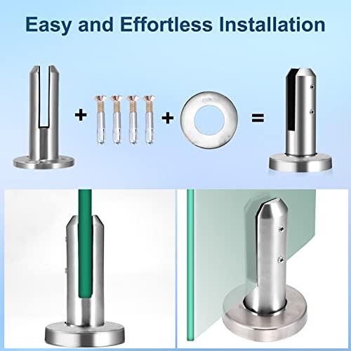 Stehende Glasklemme, 304 Schwimmbad Rostfreie Glasklemme Zaunklemme aus Glas für 8-12 mm / 0,3-0,5 Zoll Glas, Boden Glaszaun Klemme für Haus Treppe WC Balkon 3,9 x 3,9 x 6,7 Zoll