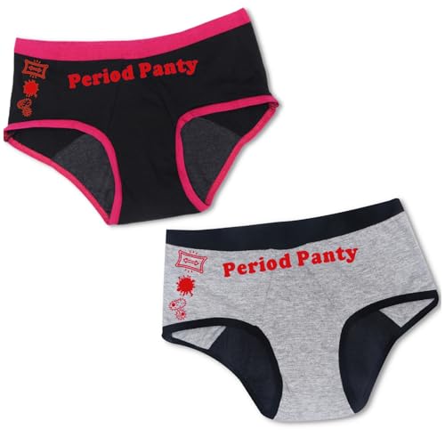 Image of DChica Essentials Cotton Period Panties with Anti Microbial Lining for Girls, Light to Medium Flow Period Panty Briefs, No Pad Required Menstrual Underwear for Girls, Easy to Wash & Leak Proof