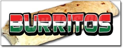 Burritos de 24" 1 Calcomanía Adhesivo Burrito Taco Tacos Carne de Carne Pollo Cerdo Comida Mexicana Queso Tortilla Latina Española Chalupa
