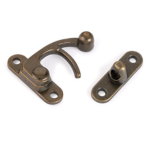Highpoint Hook Latch Large Antique Brass 1-Piece with Screws