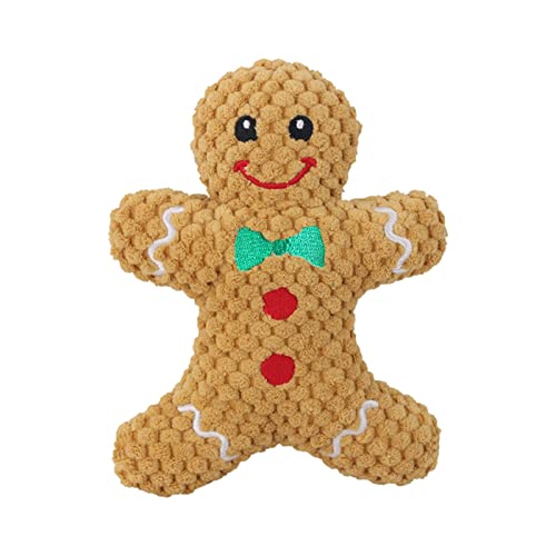 Colcolo Lustiger Hund Quietschendes Spielzeug Quietschen Spielen Katzen Hunde Kuscheltier Langlebig Zähne Spielzeug Weich für Weihnachten Haushalt, Gingerbread Man