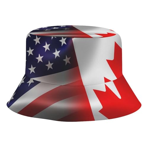 US Canada FlagChildren's Bucket Hat for Boys and Girls, Breathable Summer Beach Hat52cm