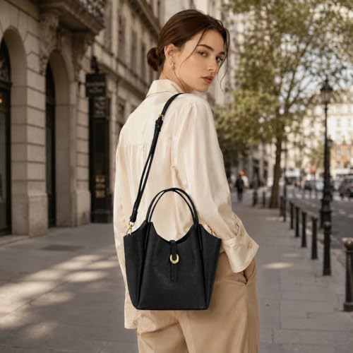 Bolso Bucket de Cuero Genuino para Mujer miniatura 3