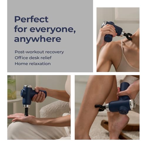 Image of Lifelong Gun Massager for Pain Relief - 8 Massage Heads, 6 Speed Modes, Rechargeable, Quiet 20W Motor, Lightweight & Portable Deep Tissue Massager for Back, Neck, Legs & Travel Use