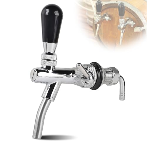 CPROSP Zapfhahn Bierfass Einstellbare G5/8, Kompensator Zapfhahn 35mm, Bierzapfhahn Chrome, Bierhahn Langschaft Edelstahl, Fassbierhahn für Hause Bar Restaurants Silber