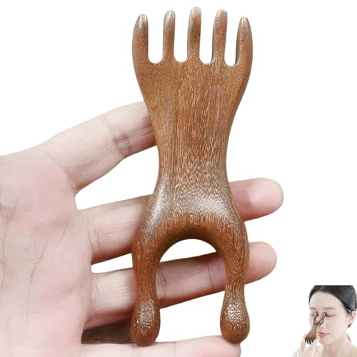 KINTEGOOD Sandalwood Scalp Massage Comb, Nose Guasha Tool, Facial Wood Gua Sha Tool, Wooden Massage Comb Scalp Massager, Handheld Meridians Acupoint Massager
