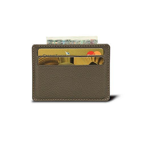 Preisvergleich Produktbild Lucrin - Kreditkartenetui für 4 Karten - Dunkeltaupe - Genarbtes Leder