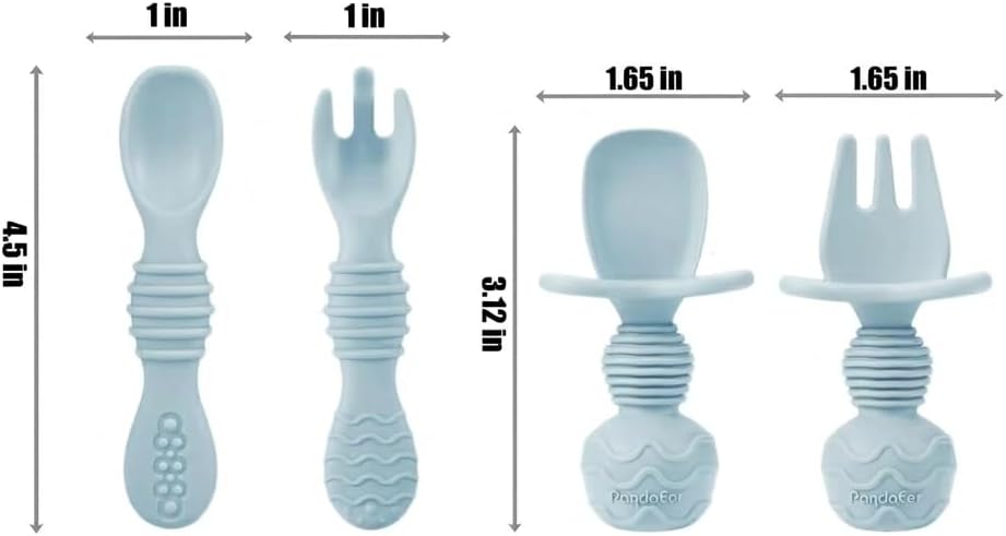 PandaEar Silicone Baby Feeding Set | 9PCS Baby Led Weaning Supplies Self Feeding Utensils | Divided Suction Plate Bowl Bibs Sippy Cup with Baby Snack Container Spoons Forks (Blue)