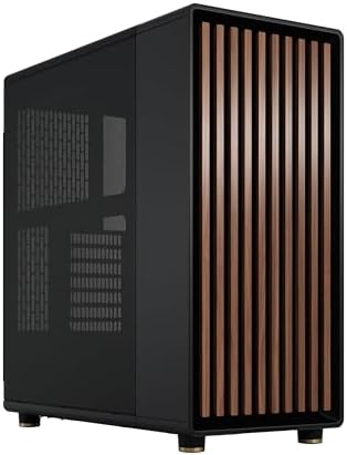 Fractal Design North Charcoal Black - Wood Walnut front - Mesh side panels - Two 140mm Aspect PWM fans included - Type C USB - ATX Airflow Mid Tower PC Gaming Case