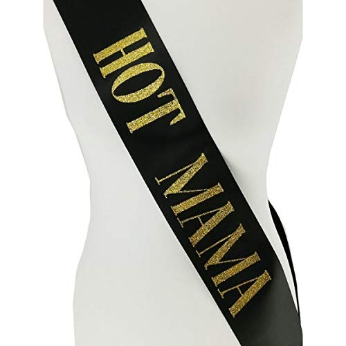 Black with Gold Glitter ‘Hot Mama’ Sash