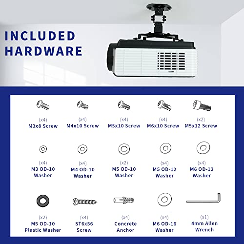 Vivo Universal Adjustable Ceiling Projector Mount For Regular And Mini Projectors, Projection Mount With Extending Arms, Black, Mount-Vp01B #TOP4