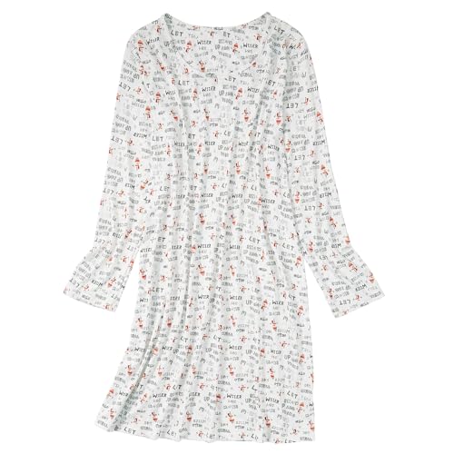 Image of American Trends Nightgowns for Women Long Sleeve Cotton Blend Sleepwear, Knee Length Night Gowns Sleepshirts House Lounge