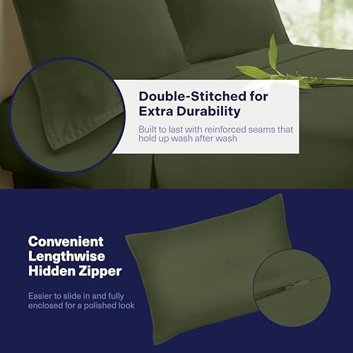Kickoff Viscose Bamboo Sheets King Size 4-pc 100% Organic Bamboo Viscose Bed Cooling Sheets King Size Set Cool Bedding for hot Sleepers Sheet Set - Gift Ready Packaging (Green, K) — view 6