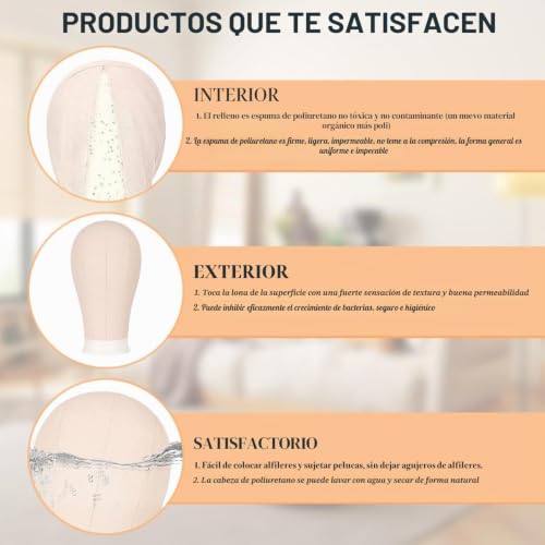 Cabeza para peinar pelucas en casa con soporte ajustable de 160 cm y abrazadera de mesa beige 3