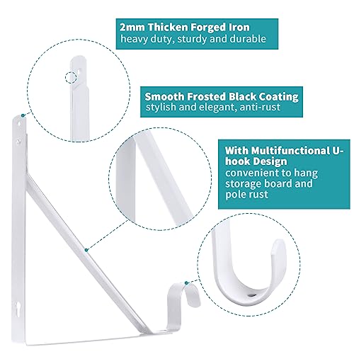 image for Gudui Closet Rod Brackets, Heavy Duty Closet Rod Support White Closet 