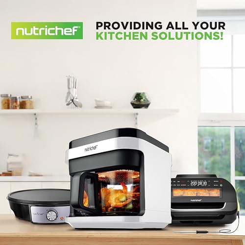 Nutrichef 5.5L Air Fryer with Transparent Glass Basket & Visible Cooking Window, 8 in 1 Preset Cook Modes, Precise Temperature Control & Timer, Easy Clean Dishwasher Safe, White - Image 6