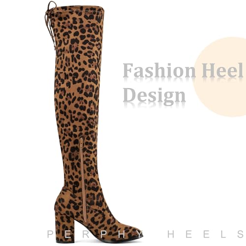 Perphy Round Toe Chunky Heel Over the Knee Boots for Women4