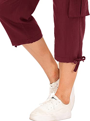 Image of MoFiz Womens Capris with Pockets Loose Fit Casual Capri Pants Dressy Lightweight Ladies Baggy Cargo Pants for Hiking