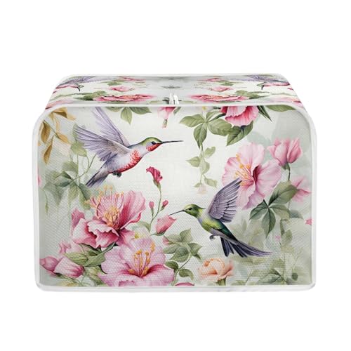 Image of Hummingbird Flowers 2 Slice Toaster Dust Cover Bread Toaster Oven Dustproof Cover Kitchen Bakeware Protector Dustproof Fingerprint Protection for Women Gift(11.4 x 7.9 x 7.5)