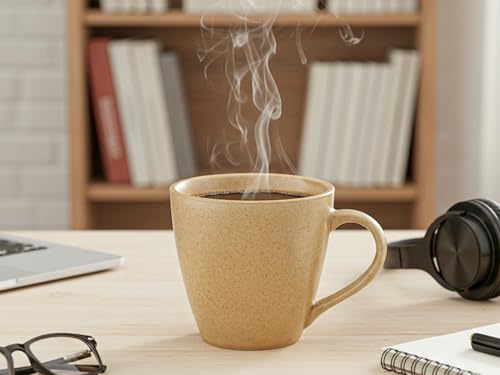 Image of Bodhi House Handcrafted Ceramic Coffee Mug Set of 1 Pieces (350 Ml), Stoneware Tea Cup, Microwave Safe Large Milk Mug, Matte Finish, Ideal for Daily use, Casual Gatherings and Gifting, Wood Brown