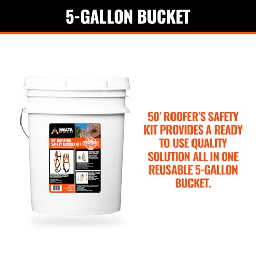 Malta Dynamics 50’ Roofer\'s Safety Bucket Kit – Warthog Pass-Thru Safety Harness, Reusable Roof Anchor, and 50’ Vertical Lifeline Assembly, OSHA/ANSI Compliant - Thumbnail 6