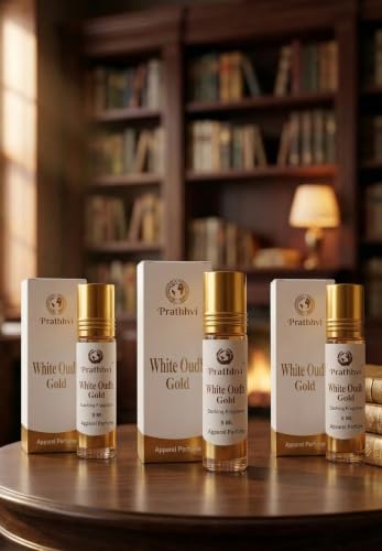 Image of White Oudh Gold Attar Roll-On Perfume Oil - 8 ml x 3 | Alcohol Free | Long Lasting Rich Fragrance | Men & Women | Pocket Size Travel Friendly Roll On | Daily Wear (Pack of 3)
