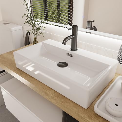 Miniatura 2 de Baikal - Lavabo Cerámico Sobre Encimera. Lavabo Recto En Acabado Blanco Brillo. Medidas 61 X 36 X 13 Cm. Con Orificio Para Grifo. Envío Con Embalaje Reforzado