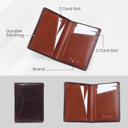 Image of Bifold Minimalist Leather Card Holder Wallet for Men & Women with 7 Card Slots & RFID Blocking