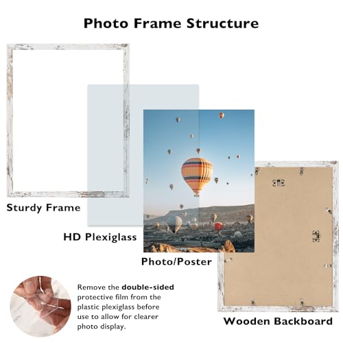 Image of JCJMY 14x19 Picture Frame Black for Poster Photo Picture, Horizontal and Vertical Formats for Wall Hanging, 14 x 19 Wall Gallery Poster Photo Frame with Shatter Resistant Plexiglass,Rustic White