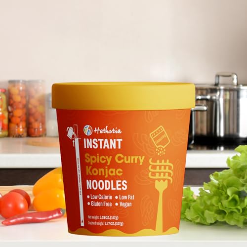 Image of Hethstia Konjac Noodle Soup, 6-Pack Instant Shirataki Noodle Spicy Curry Cups - Low Carb, Vegan, Keto, Gluten-Free, Ready-to-Eat Asian Pho, Low-Calorie Quick Meal, 34.32oz