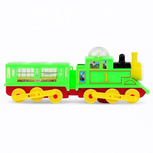 Image of K D Musical Flash Train Toy with 3D Lights - Bump & Go Action | Battery Operated Toy for Kids with Music, Colourful Lights, and Auto Movement | Durable & Safe (Green)
