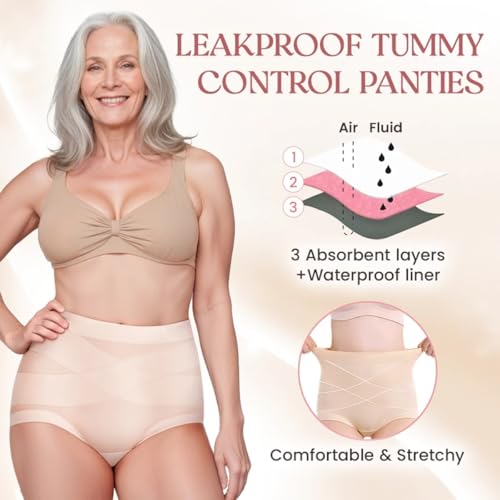 Doveloom Leakproof Tummy Control Panties, Mayaloom Women Ultimate Comfort Leak Proof Shaping Seamless Cotton Underwear3