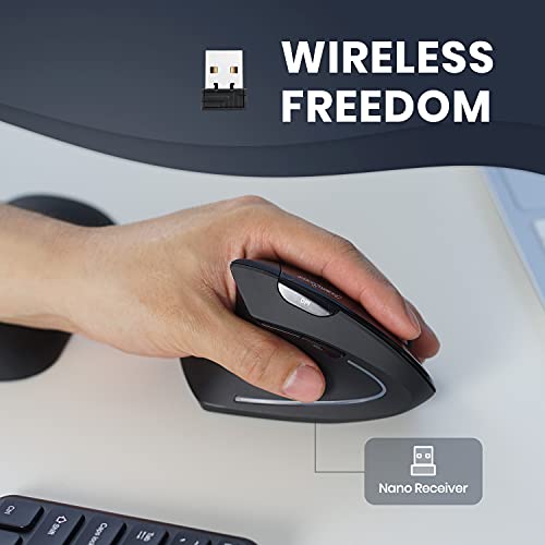 Perixx PERIMICE-713L, Wireless Ergonomic Left Handed Vertical Mouse, 6 Buttons Design, 3 Level DPI, Black, Medium by Perixx - Image 6